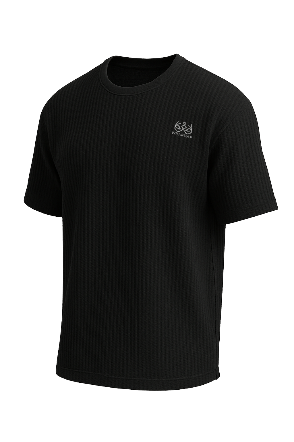 Waffle Fabric Cotton Black Men Oversized T-Shirt