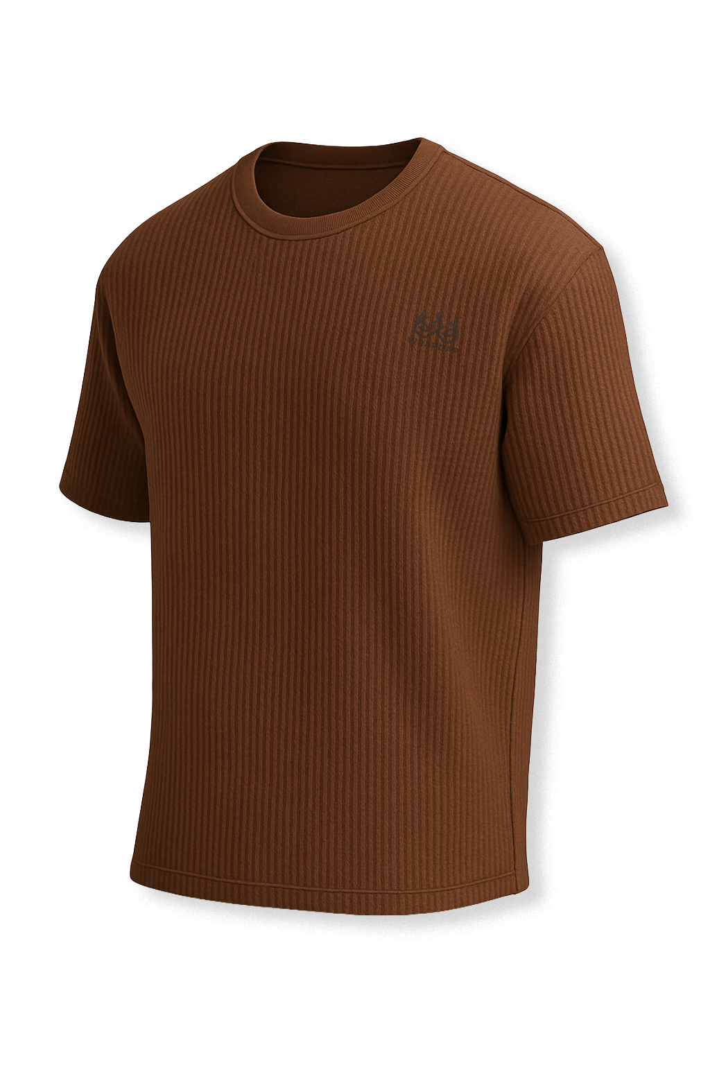 Waffle Fabric Cotton Brown Men Oversized T-Shirt