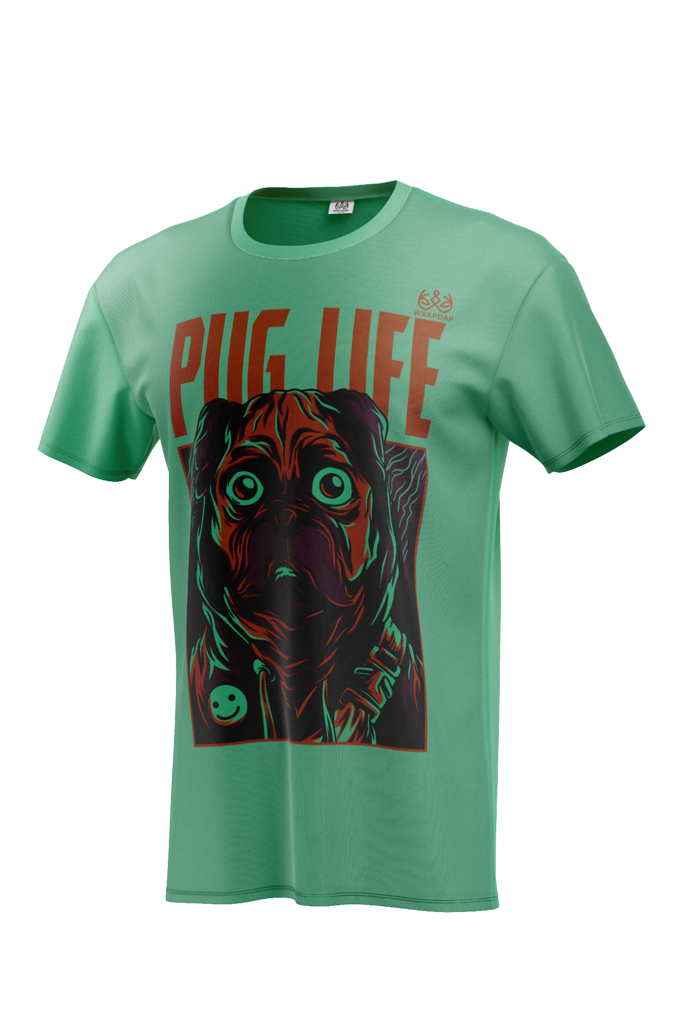 Pug Life Neon Pop Art Graphic – Mint Green Cotton Unisex T Shirt